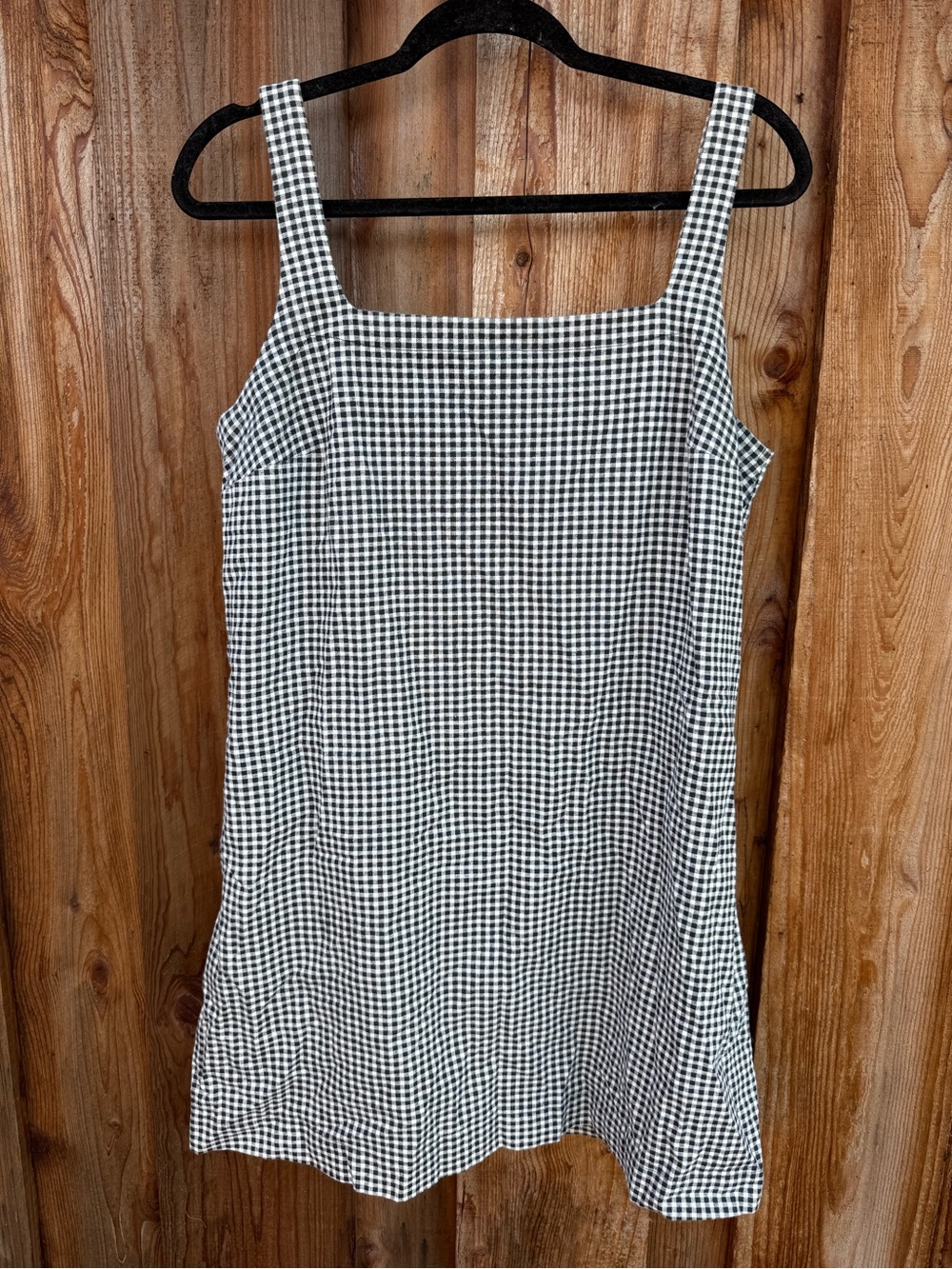 a new day Black and White Gingham Button-Front Top